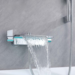 Ella's Bubbles Waterfall Bathtub Faucet Wall Mount with 24″ Slider and Hand Held Shower WMF