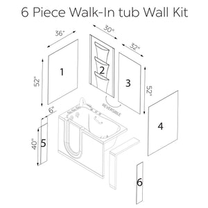 Ella's Bubbles 36″ × 60″ × 92″ Carrara White Acrylic 6‑Piece Shower Wall Panels Kit TW-3660-CW