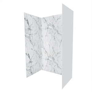 Ella's Bubbles Arctic Vein Calacatta, Acrylic 3-Panel Shower Wall Kit Surround 38″ x 60″ x 96″ SW-366096-AVC