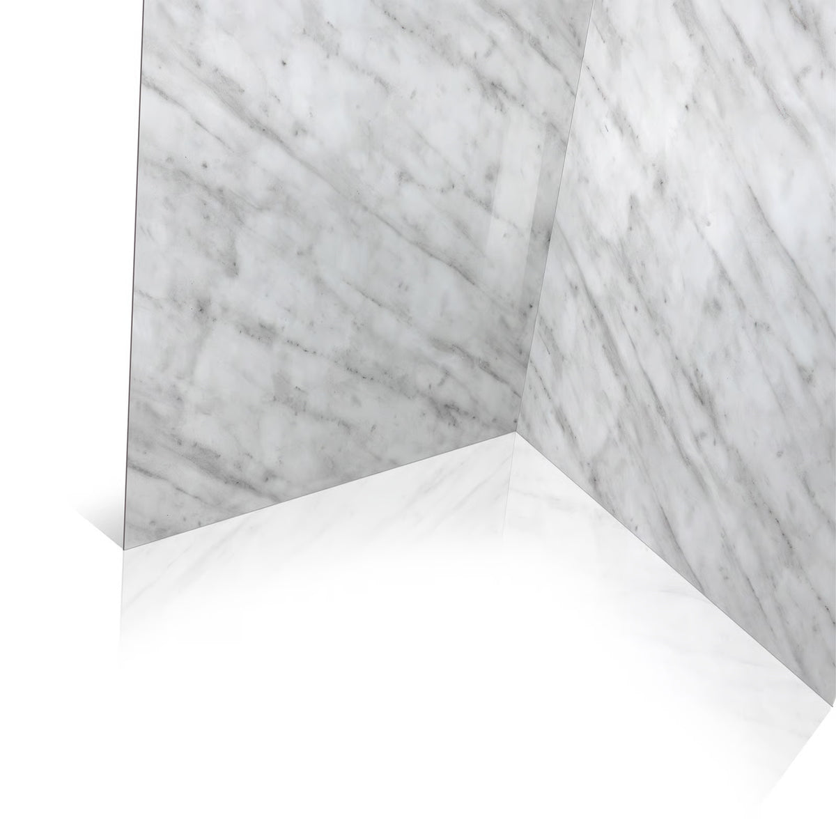 Ella's Bubbles Carrara Marble, Acrylic 3-Panel Shower Wall Kit Surround 38″ x 60″ x 96″ SW-366096-CM