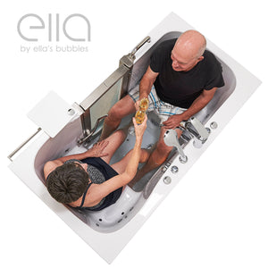 Ella's Bubbles Companion 32" x 60" Air + Hydro Massage with Independent Foot Massage Acrylic Two Seat Walk-In-Bathtub, Left Inward Swing Door, 2 Piece Fast Fill Faucet, 2" Dual Drains 93085