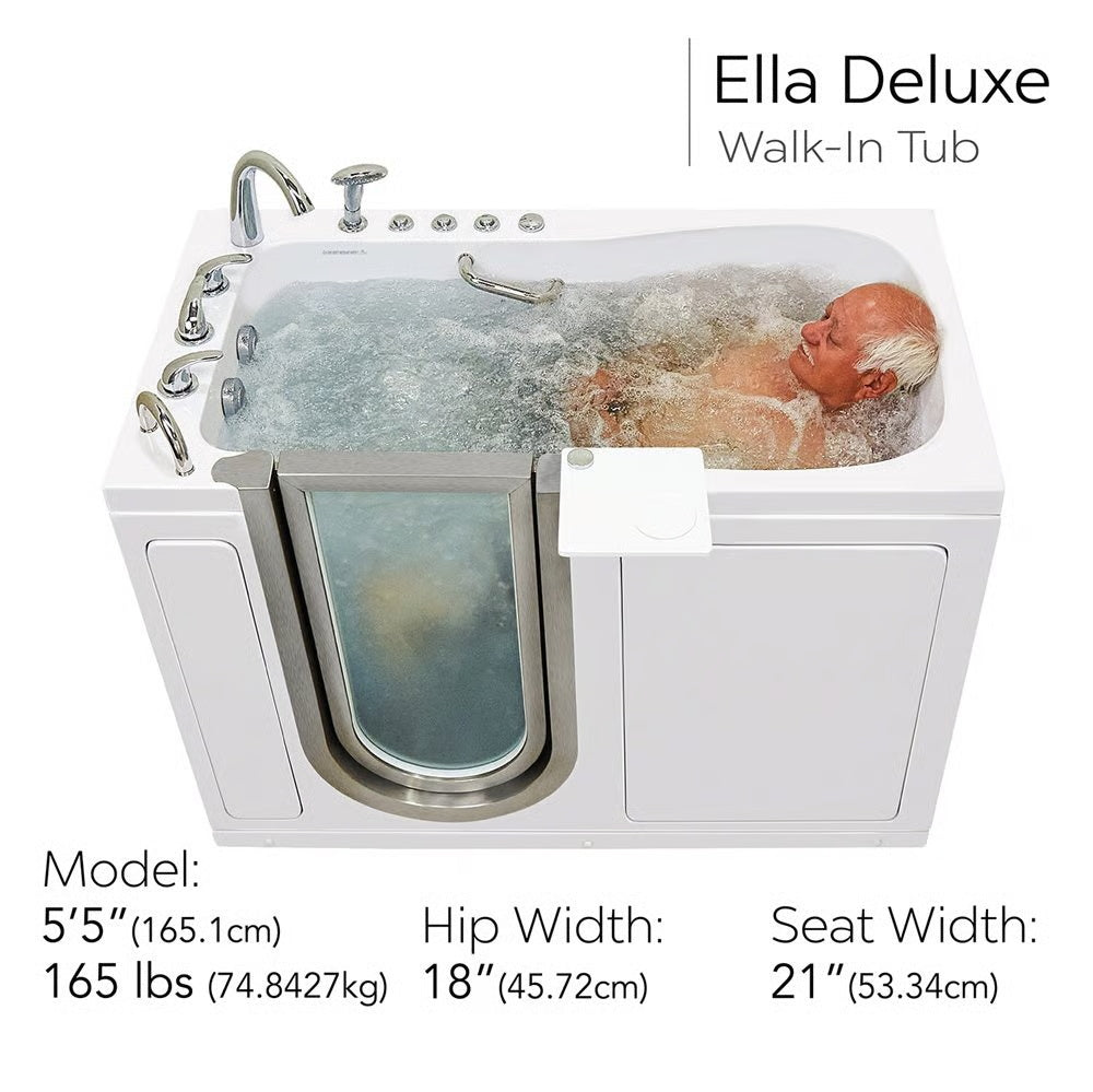 Ella's Bubbles Deluxe Walk-In Tub 30″x55″ (76.2x140cm) Dual Drain Technology HA305