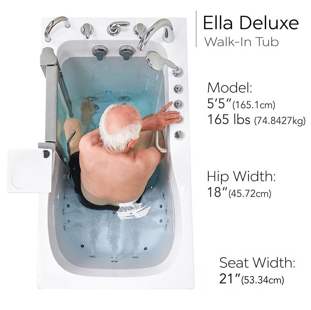 Ella's Bubbles Deluxe Walk-In Tub 30″x55″ (76.2x140cm) Dual Drain Technology HA305