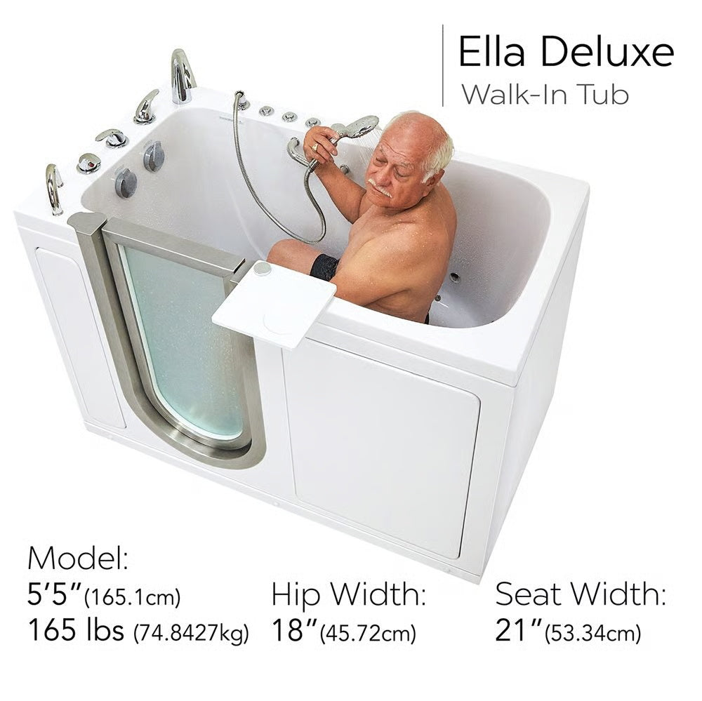 Ella's Bubbles Deluxe Walk-In Tub 30″x55″ (76.2x140cm) Dual Drain Technology HA305