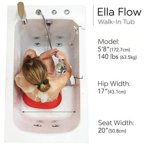 Ella's Bubbles Flow 28″x48″ Acrylic Hydro Therapy Massage Walk In Bathtub E28248
