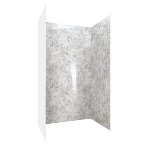 Ella's Bubbles Glacier Grey, Acrylic 3-Panel Shower Wall Kit Surround 40″ x 60″ x 105″ SW-406098-LS