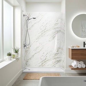 Ella's Bubbles Heritage Calacatta, Acrylic 3-Panel Shower Wall Kit Surround 40″ x 60″ x 98″ SW-366096-VN