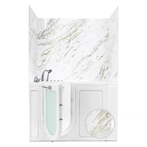 Ella's Bubbles 36.5″ x 48″ x 60″ Heritage Calacatta Walk-In Tub Surround Wall Kit 4PFWS-HC