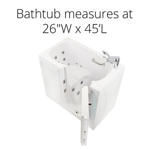 Ella's Bubbles Mobile 26"x45 Acrylic Walk-In Bathtub with Swing Door, 2 Piece Fast Fill Faucet, 2" Drain OA2645