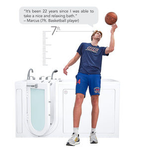 Ella's Bubbles ShaK Model 36"x72" Acrylic Air and Hydro Massage with Independent Foot Massage Walk-In Bathtub with 5 Piece Fast Fill FaucetT OA3672