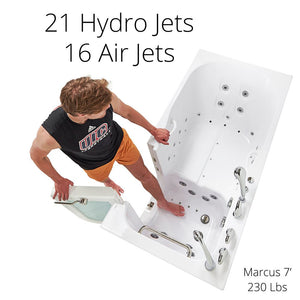 Ella's Bubbles ShaK Model 36"x72" Acrylic Air and Hydro Massage with Independent Foot Massage Walk-In Bathtub with 5 Piece Fast Fill FaucetT OA3672