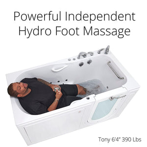 Ella's Bubbles ShaK Model 36"x72" Acrylic Air and Hydro Massage with Independent Foot Massage Walk-In Bathtub with 5 Piece Fast Fill FaucetT OA3672