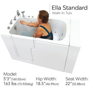 Ella's Bubbles Standard 30″x52” Acrylic Hydro Therapy Massage Walk In Bathtub ES3052H