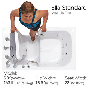 Ella's Bubbles Standard 30″x52” Acrylic Hydro Therapy Massage Walk In Bathtub ES3052H