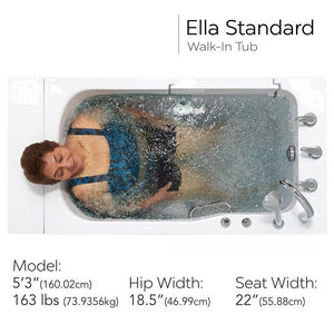 Ella's Bubbles Standard 30″x52” Acrylic Hydro Therapy Massage Walk In Bathtub ES3052H