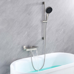 Ella's Bubbles Waterfall Bathtub Faucet Wall Mount with 24″ Slider and Hand Held Shower WMF
