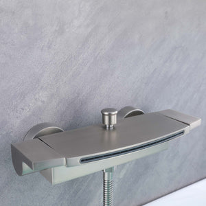 Ella's Bubbles Waterfall Bathtub Faucet Wall Mount with 24″ Slider and Hand Held Shower WMF