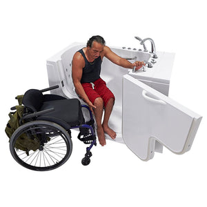 Ella's Bubbles Wheelchair Transfer 32"x52" Acrylic Walk-In Bathtub with Swing Door, 5 Piece Fast Fill Faucet, 2" Dual Drain OLA3252
