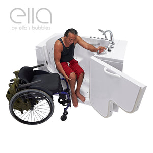 Ella's Bubbles Wheelchair Transfer 32"x52" Acrylic Walk-In Bathtub with Swing Door, 5 Piece Fast Fill Faucet, 2" Dual Drain OLA3252