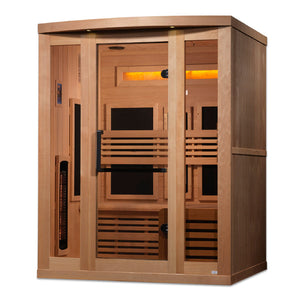 Golden Designs 3-Person Full Spectrum PureTech Near Zero EMF FAR Infrared Sauna with Himalayan Salt Bar (Canadian Hemlock) GDI-8230-01