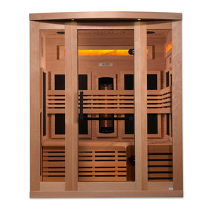Golden Designs 3-Person Full Spectrum PureTech Near Zero EMF FAR Infrared Sauna with Himalayan Salt Bar (Canadian Hemlock) GDI-8230-01