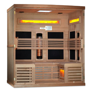 Golden Designs 6-Person Full Spectrum PureTech Near Zero EMF FAR Infrared Sauna with Himalayan Salt Bar (Canadian Hemlock) GDI-8260-01