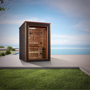 Golden Designs Narvik 2 Person Outdoor-Indoor Traditional Sauna - Canadian Red Cedar Interior GDI-8202-01