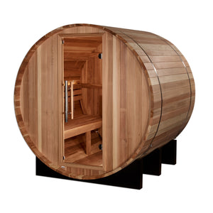 Golden Designs "Zurich" 4 Person Barrel with Bronze Privacy View - Traditional Sauna - Pacific Cedar GDI-B024-01