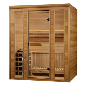 Golden Designs 2025 Andermatt Edition 3 Person Traditional Steam Sauna Pacific Premium Clear Cedar GDI-7030-01