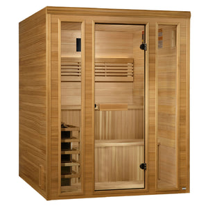 Golden Designs 2025 Engelberg Edition 6 Person Traditional Steam Sauna - Pacific Premium Clear Cedar GDI-7060-01