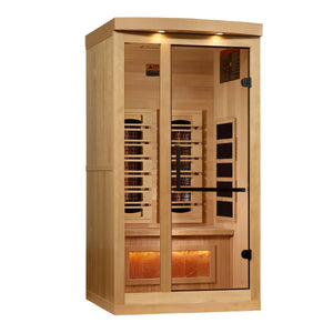 Golden Designs 2025 Reserve Edition Full Spectrum Infrared Sauna with Himalayan Salt Bar (Canadian Hemlock) 1 Person GDI-8010-03