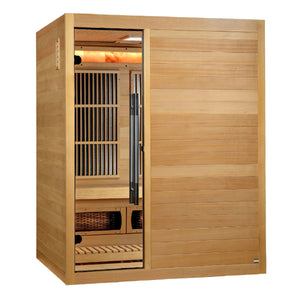 Golden Designs 2025 Soria 3 Person Hybrid Sauna (Indoor) Full Spectrum and Harvia Traditional Stove GDI-8330-01