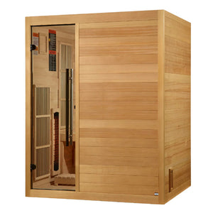 Golden Designs 2025 Soria 3 Person Hybrid Sauna (Indoor) Full Spectrum and Harvia Traditional Stove GDI-8330-01