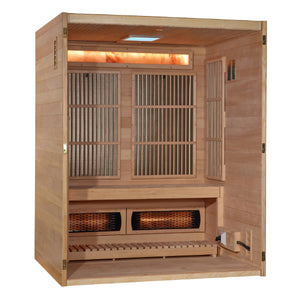 Golden Designs 2025 Soria 3 Person Hybrid Sauna (Indoor) Full Spectrum and Harvia Traditional Stove GDI-8330-01