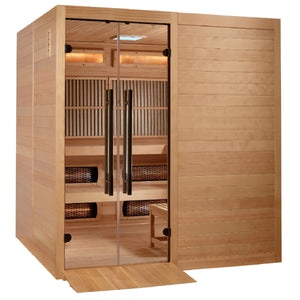 Golden Designs 2025 Toledo 6 Person Hybrid Sauna (Indoor) Full Spectrum and Harvia Traditional Stove GDI-8360-01