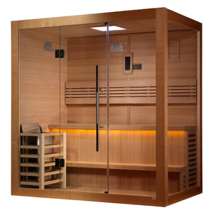 Golden Designs "Forssa Edition" 3-4 Person Traditional Steam Sauna Canadian Red Cedar Interior GDI-7203-01