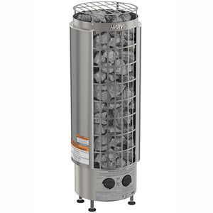 Harvia 6kW Stainless Steel Cilindro Half Series Sauna Heater at 240V 1PH with Built-In Time and Temperature Controls - Cilindro PC60 - HPCS6U1HB