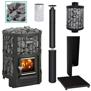 Harvia Legend 150 BK WH Pkg 16kW Wood-Burning Sauna Stove Package LGND-PKG-BK-WH