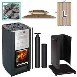 Harvia M3 16.5-kW Wood-Burning Sauna Stove Package, Model M3 BK LG FLK