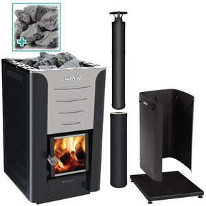 Harvia Pro 20 BK Pkg 24kW Wood-Burning Sauna Stove Package PRO20-PKG-BK