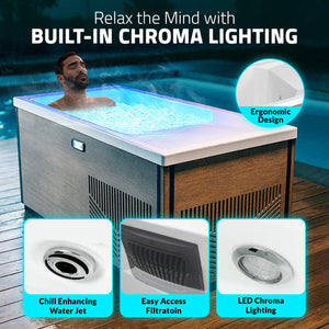 Anzzi Iroquois 67 in. 1-Person Mono-Jet All-in-One Cold Plunge Ice Bath/Hot Tub with Built-in Chiller/Heater in Chestnut CP-CH6732N