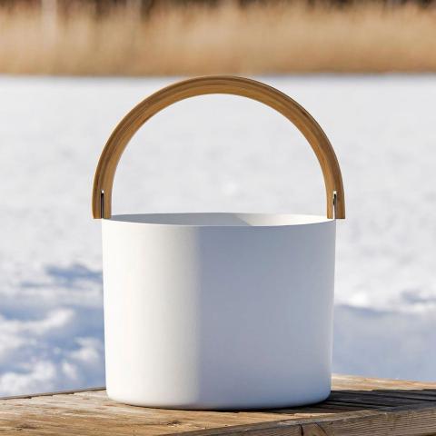 KOLO Sauna Bucket with curved Handle, Bamboo/Aluminum, 1.5Gal 2900