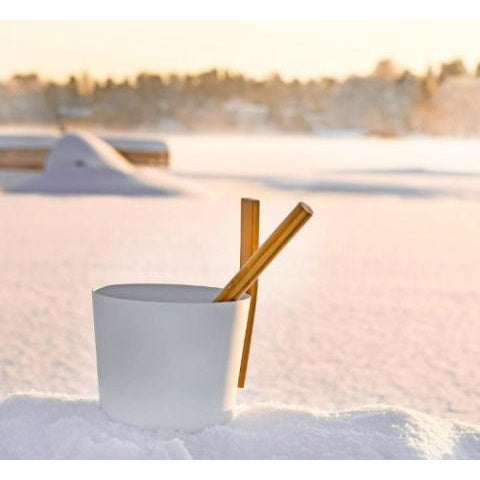 KOLO Sauna Bucket with straight handle and Ladle, Bamboo/Aluminum, 1Gal KOLO-B/L-SET3