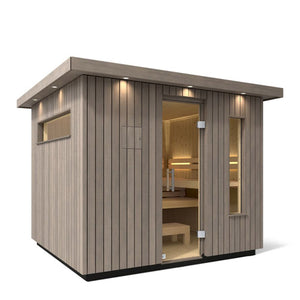 Kohler C2 Outdoor Sauna Kit, Weathered Grey Spruce, Up to 6 Persons