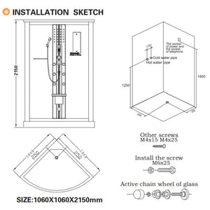 Mesa Corner Steam Shower - Blue Glass WS-801L