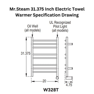 Mr.Steam Electric Towel Warmer with Digital Timer, Metro Collection W328T