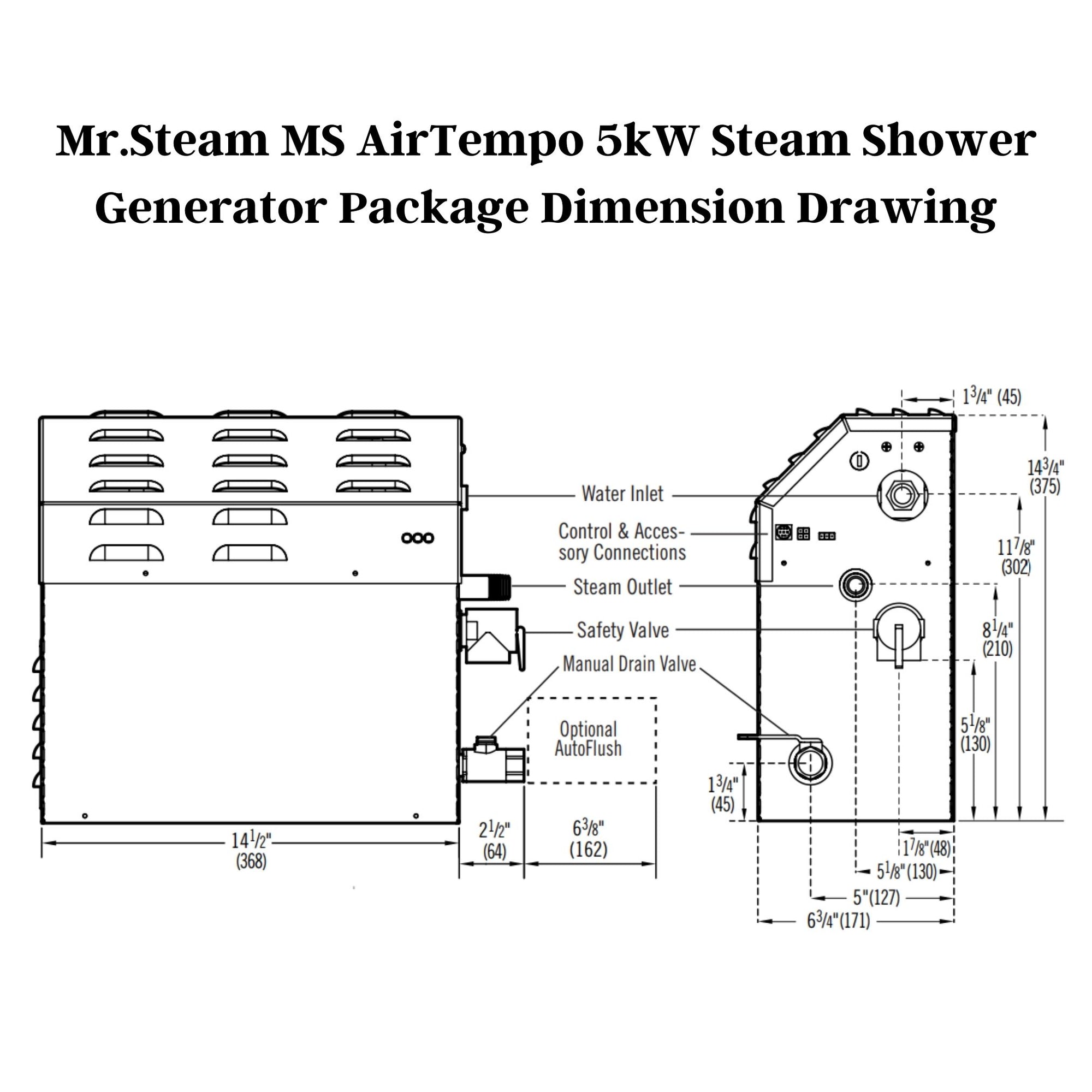 Mr. Steam 5kW MS (AirTempo) Steam Shower Generator Package with AirTempo Control in Black Polished Chrome 05C10EAA000