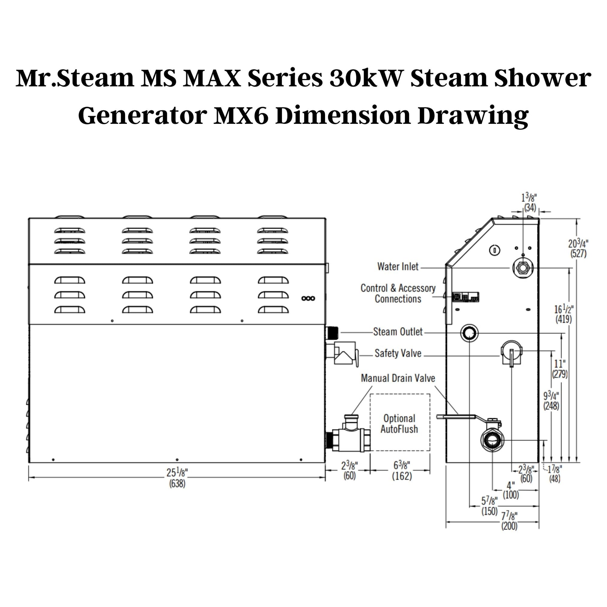 Mr. Steam 30kW MS MAX Series Steam Shower Generator of 240 Volt & 1-Phase MX6 - MX6EC1