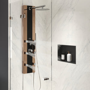 PULSE ShowerSpas Black Glass Shower Panel - Rio ShowerSpa 1049B-BN