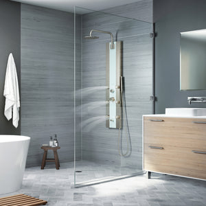 PULSE ShowerSpas Seafoam Glass Shower Panel - Tropicana ShowerSpa 1039W-BN